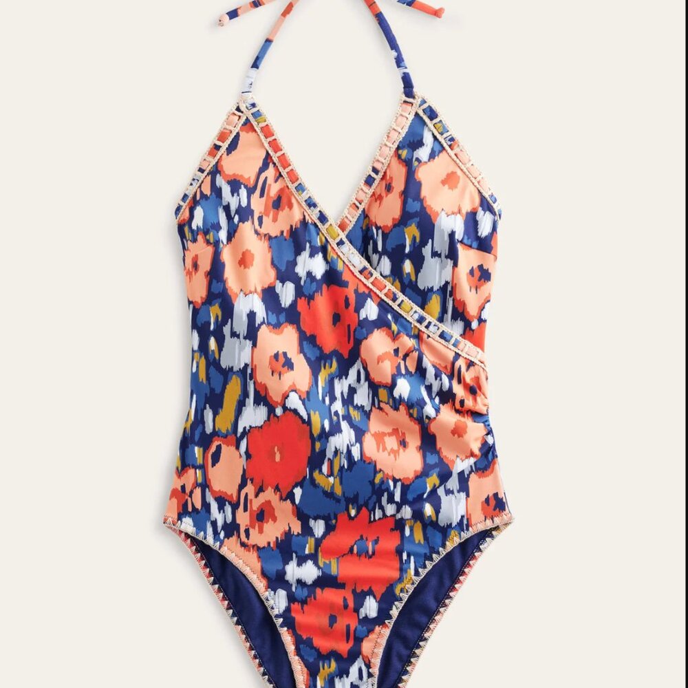 Boden One-Piece Crochet Trim Swimsuit Size 10 New Without Tags